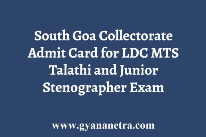 South Goa Collectorate Admit Card