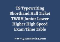 TS TWSH Hall Ticket Time Table