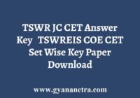TSWR JC CET CoE Answer Key