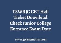 TSWRJC Hall Ticket