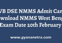 WB NMMS Admit Card DSE Exam Date