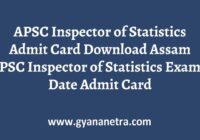 APSC Inspector of Statistics Admit Card Exam Date
