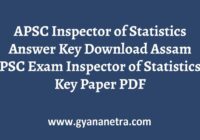 APSC Inspector of Statistics Answer Key Paper PDF