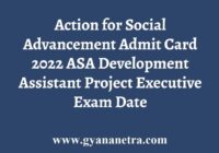 Action for Social Advancement Admit Card