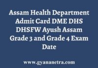 Assam Health Department Admit Card