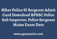 Bihar Police SI Sergeant Admit Card Mains Exam