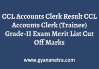 CCL Accounts Clerk Result Merit List