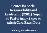 CSRL Admit Card