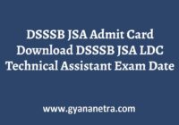DSSSB JSA Admit Card Exam Date
