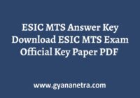 ESIC MTS Answer Key Paper PDF