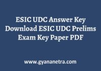 ESIC UDC Answer Key Paper