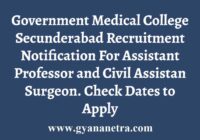 GMC Secunderabad Recruitment