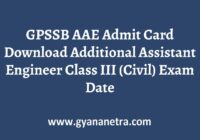 GPSSB AAE Admit Card Exam Date