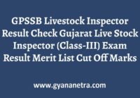 GPSSB Livestock Inspector Result Class 3 Merit List