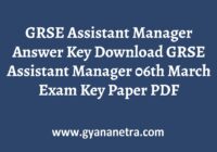 GRSE Assistant Manager Answer Key Paper