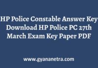 HP Police Constable Answer Key Paper