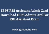 IBPS RBI Assistant Admit Card Exam Date