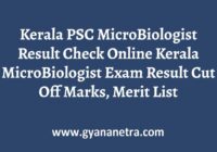 Kerala PSC MicroBiologist Result Merit List