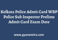Kolkata Police Admit Card SI Prelims Exam