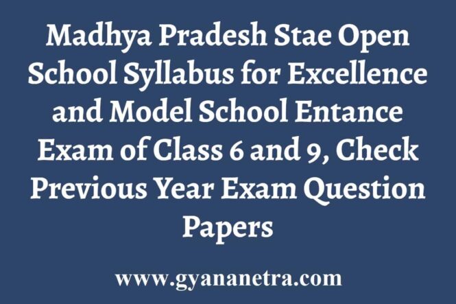 MP Excellence School Syllabus Pattern
