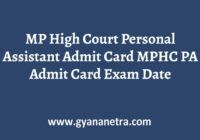 MP High Court Personal Assistant Admit Card Exam Date