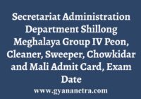Meghalaya Secretariat Admit Card