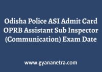 Odisha Police ASI Admit Card Exam Date