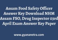 Assam Food Safety Officer Answer Key Paper
