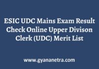 ESIC UDC Mains Exam Result