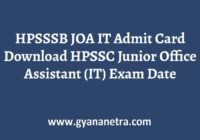 HPSSSB JOA IT Admit Card Exam Date
