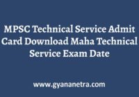 MPSC Technical Service Admit Card Exam Date