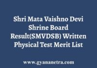 Shri Mata Vaishno Devi Shrine Board Result