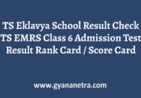 TS Eklavya School Result Entrance Exam Score Card