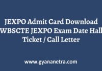 WBSCTE JEXPO Admit Card Exam Date