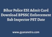 Bihar Police ESI Admit Card Exam Date