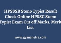 HPSSSB Steno Typist Result Merit List