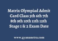 Matrix Olympiad Admit Card