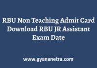 RBU Non Teaching Admit Card Exam Date