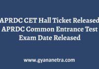 APRDC CET Hall Ticket Entrance Test