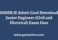 DSSSB JE Admit Card Exam Date