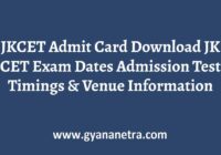 JKCET Admit Card Exam Date