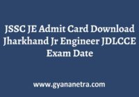 JSSC JE Admit Card JDLCCE Exam Date