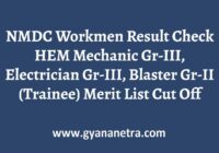 NMDC Workmen Result Merit List