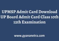 UPMSP Admit Card Board Exam