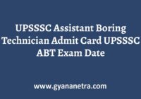 UPSSSC Assistant Boring Technician Admit Card
