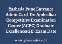Yashada Pune Entrance Admit Card