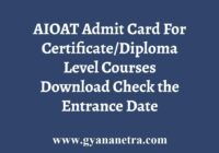 AIOAT Diploma Entrance Admit Card