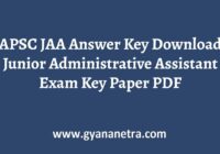 APSC JAA Answer Key Paper PDF