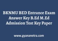 BKNMU BED Entrance Exam Answer Key Paper