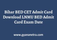 Bihar BED CET Admit Card Exam Date